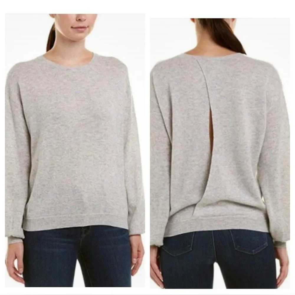 Joie Small Airic Gray Cashmere & Wool Open Back Sweater ~ Classic Minimalist